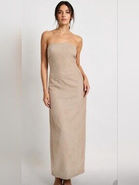 Zara Strapless Taupe Maxi Dress